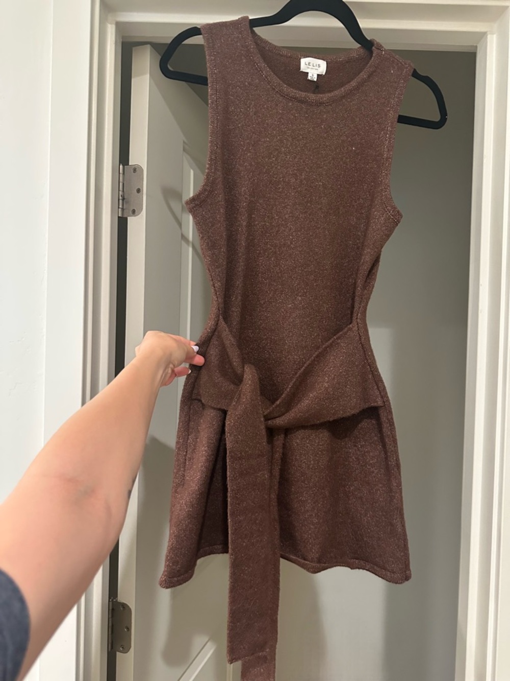 Knit Brown Sleeveless Mini Dress